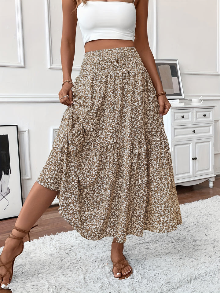 Wren | Women's Floral Smocked Maxi Skirt with Pockets