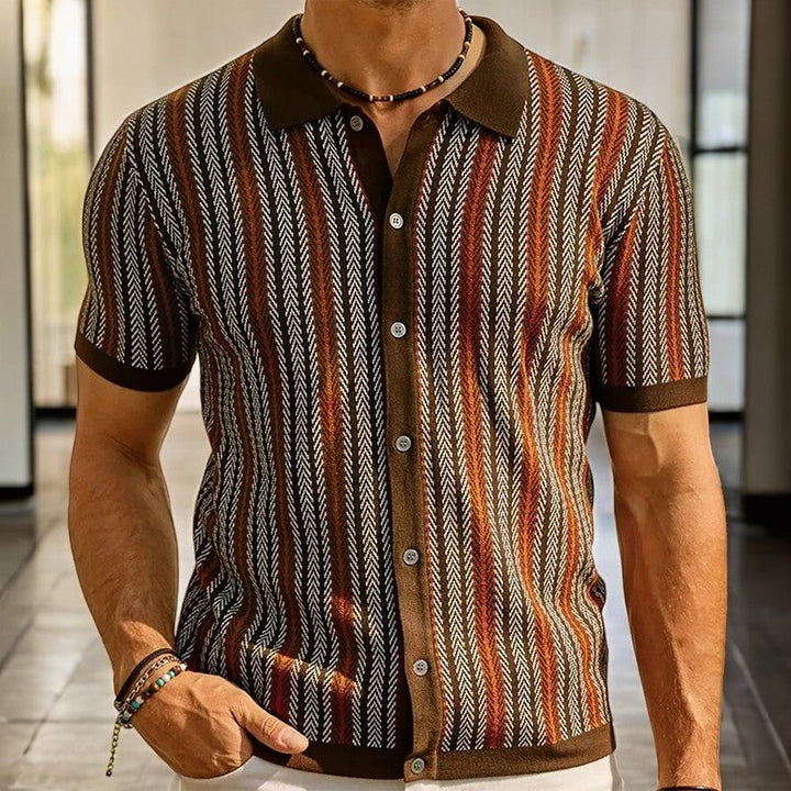 Jenson | Men's Knit Polo Shirt with Stripes
