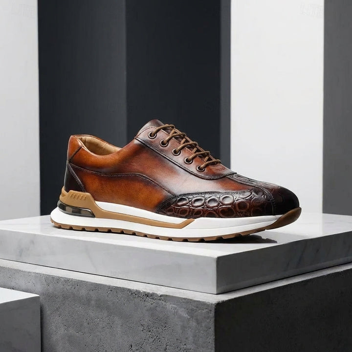 Gideon | Men's Leather Trainers with Croc Detail