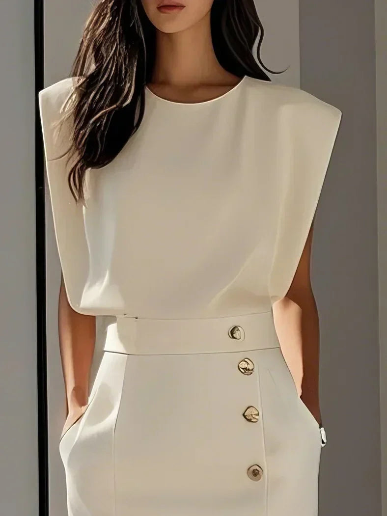 Noelle | Women’s Midi Dress with Button Detail