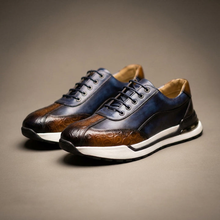 Gideon | Men's Leather Trainers with Croc Detail