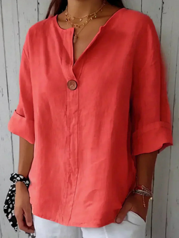 Cressida | Women's Linen Blouse with Button Detail