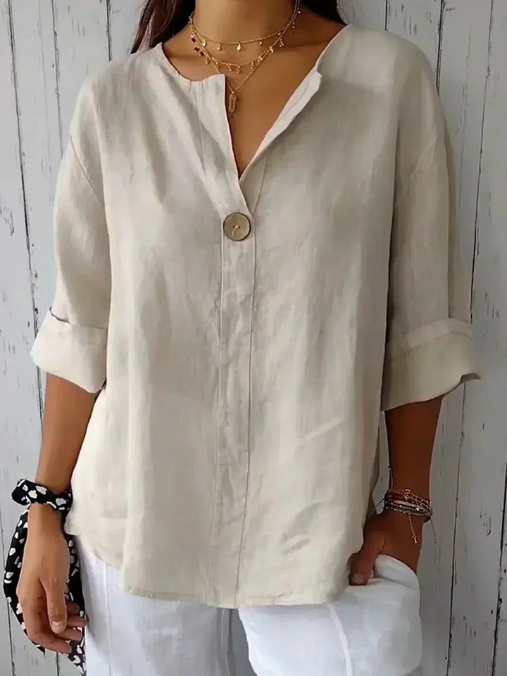 Cressida | Women's Linen Blouse with Button Detail