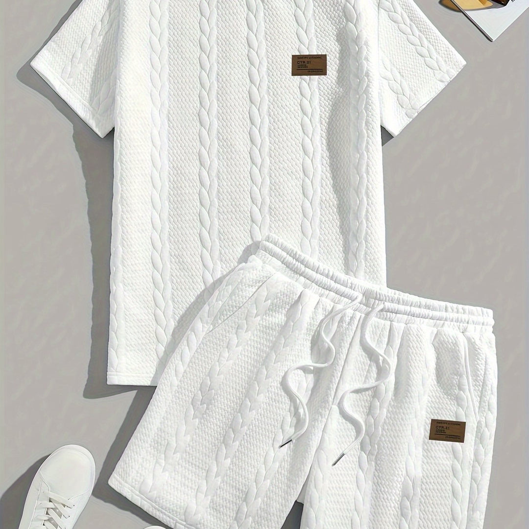 Mercer | Men's Wheat Ear Jacquard T-Shirt and Drawstring Shorts Set
