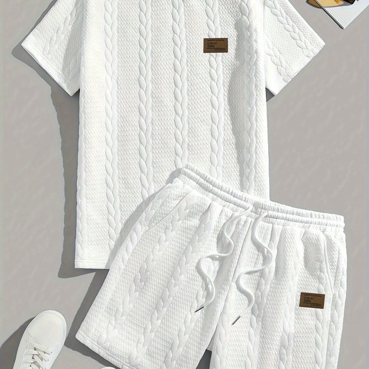 Mercer | Men's Wheat Ear Jacquard T-Shirt and Drawstring Shorts Set