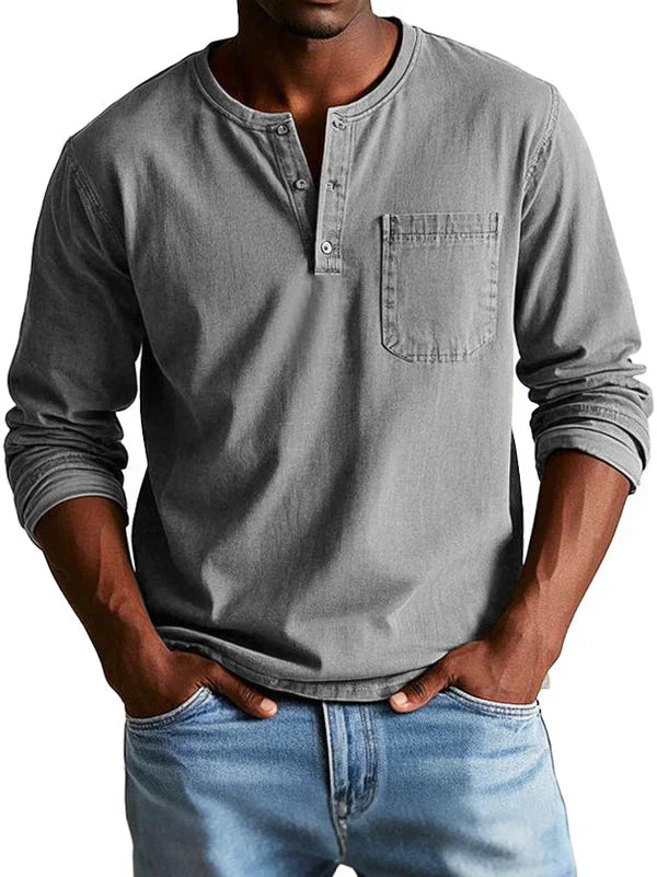 Elias | Men’s Henley Shirt with a Casual Long Sleeve Fit