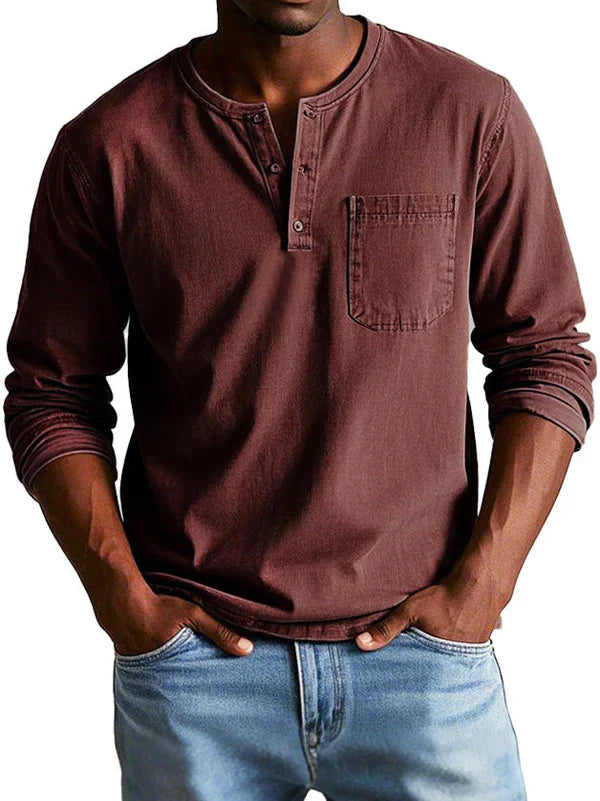 Elias | Men’s Henley Shirt with a Casual Long Sleeve Fit