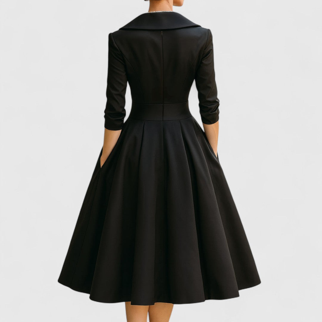 Fleur | Women's Satin Midi Dress with Pockets