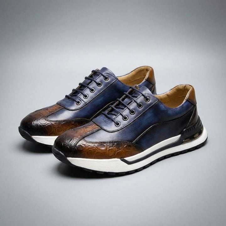 Gideon | Men's Leather Trainers with Croc Detail