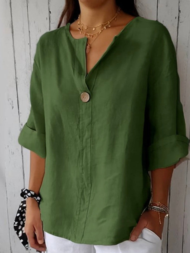 Cressida | Women's Linen Blouse with Button Detail