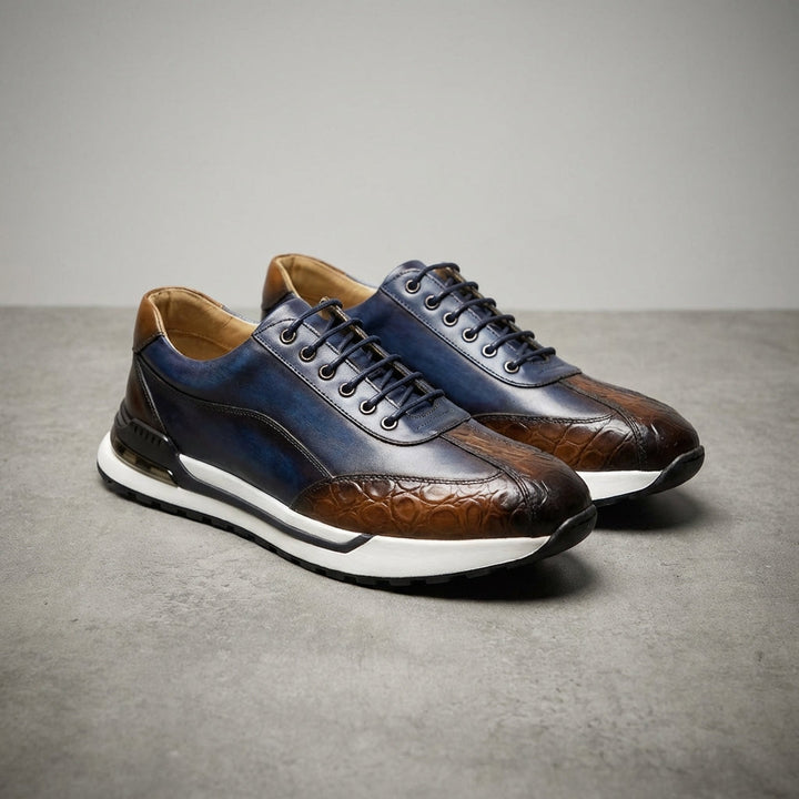 Gideon | Men's Leather Trainers with Croc Detail