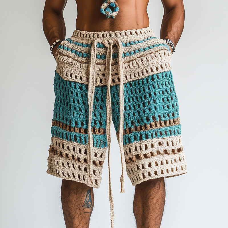 Rafael | Men's Crochet Shorts with Drawstring Detail