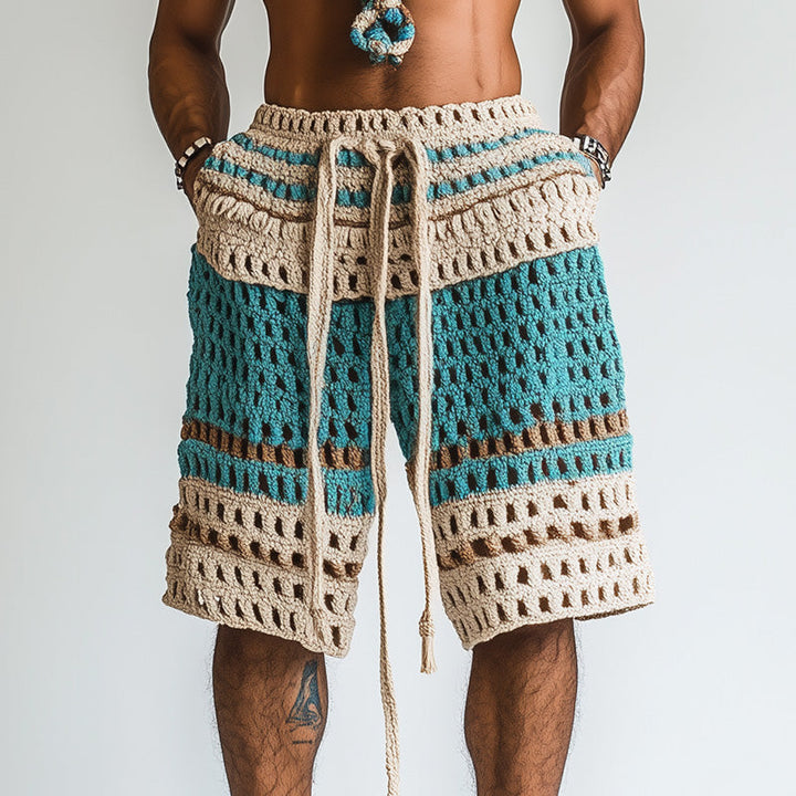Rafael | Men's Crochet Shorts with Drawstring Detail