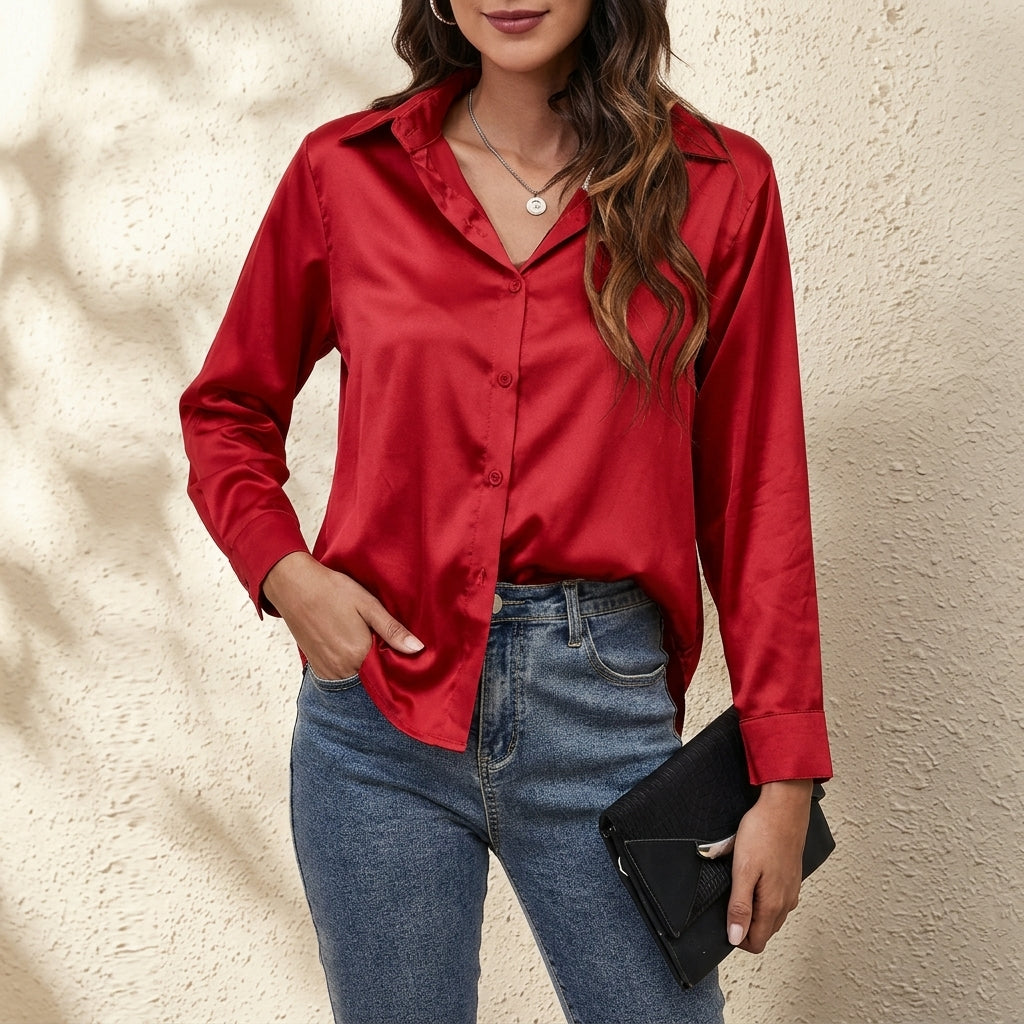 Genevieve | Women's Satin Blouse for Effortless Elegance