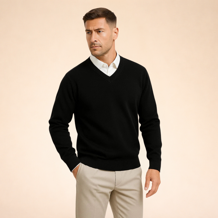 Callen | Men’s V Neck Jumper with a Clean Layered Look