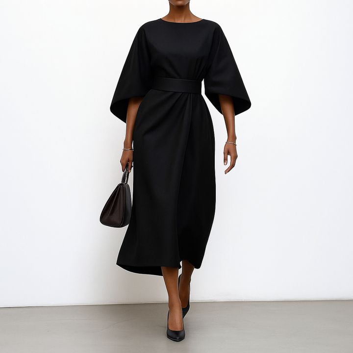 Cressida | Women's Elegant Midi Dress with Dramatic Sleeves