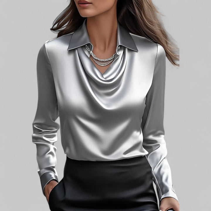 Clara | Women’s Draped Blouse with a Collared Neckline