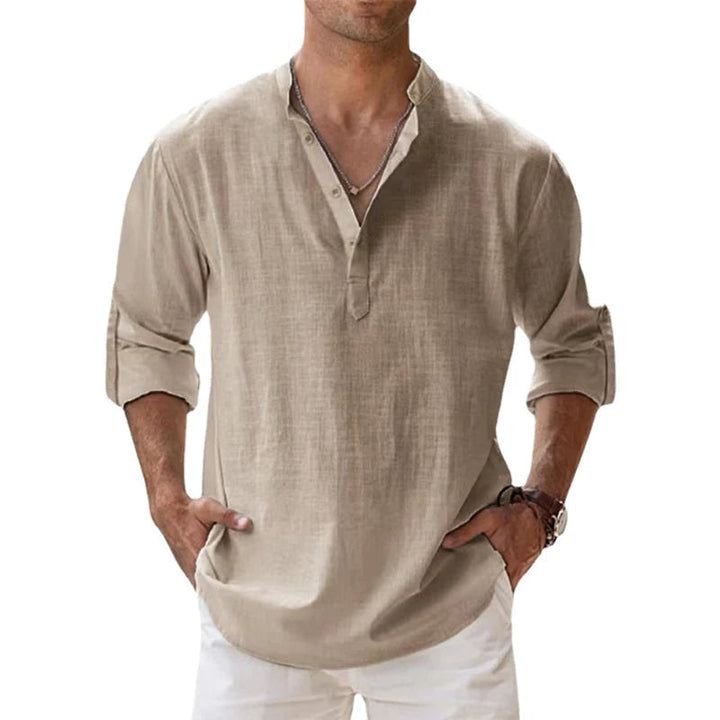 Arlo | Men’s Linen Shirt featuring a Split Neckline
