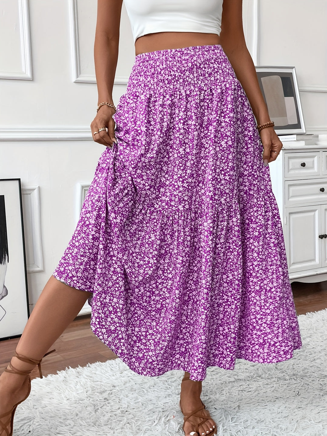 Wren | Women's Floral Smocked Maxi Skirt with Pockets