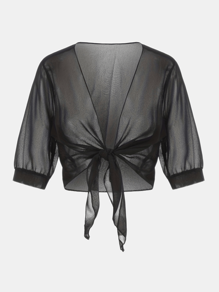 Petra | Women's Sheer Tie-Front Top for Layering