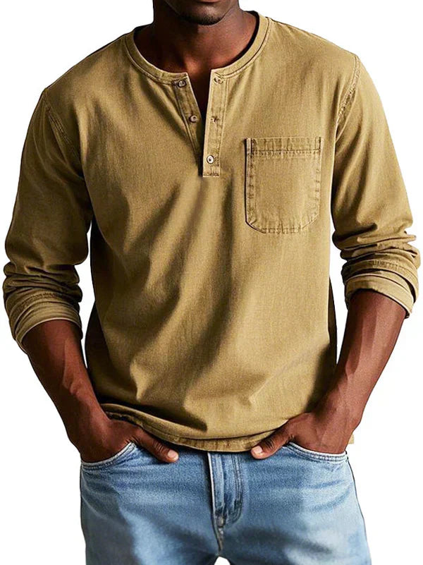Elias | Men’s Henley Shirt with a Casual Long Sleeve Fit