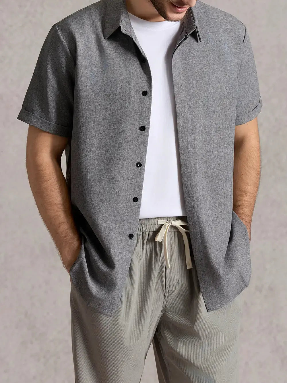 Niall | Men's Short Sleeve Shirt in Classic Grey