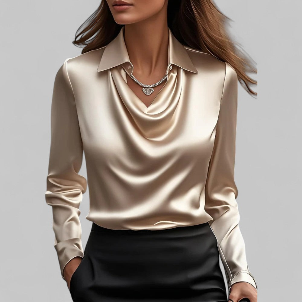 Clara | Women’s Draped Blouse with a Collared Neckline