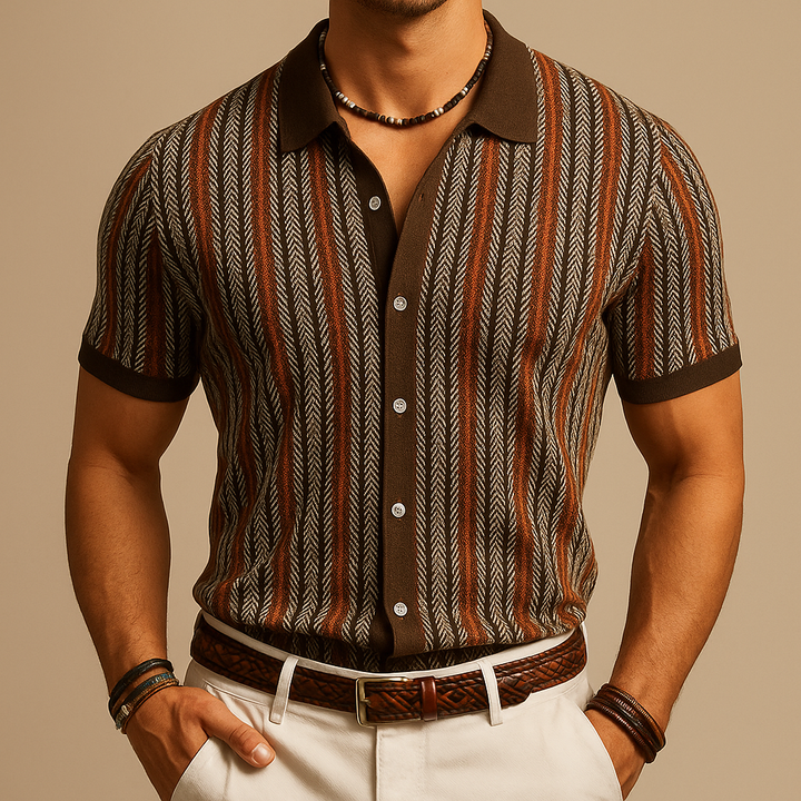 Jenson | Men's Knit Polo Shirt with Stripes