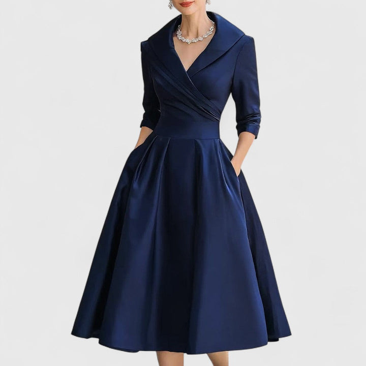 Fleur | Women's Satin Midi Dress with Pockets