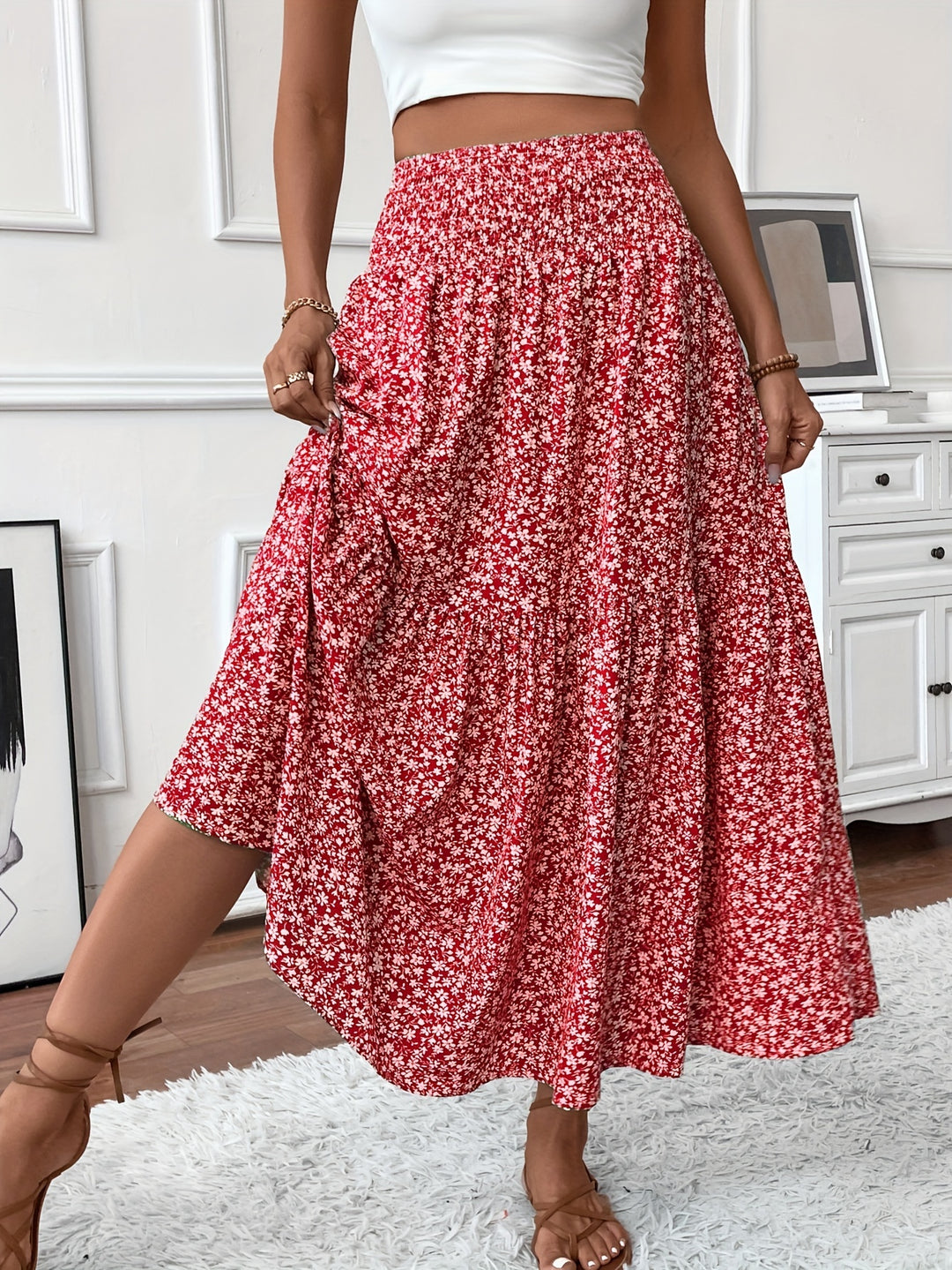 Wren | Women's Floral Smocked Maxi Skirt with Pockets