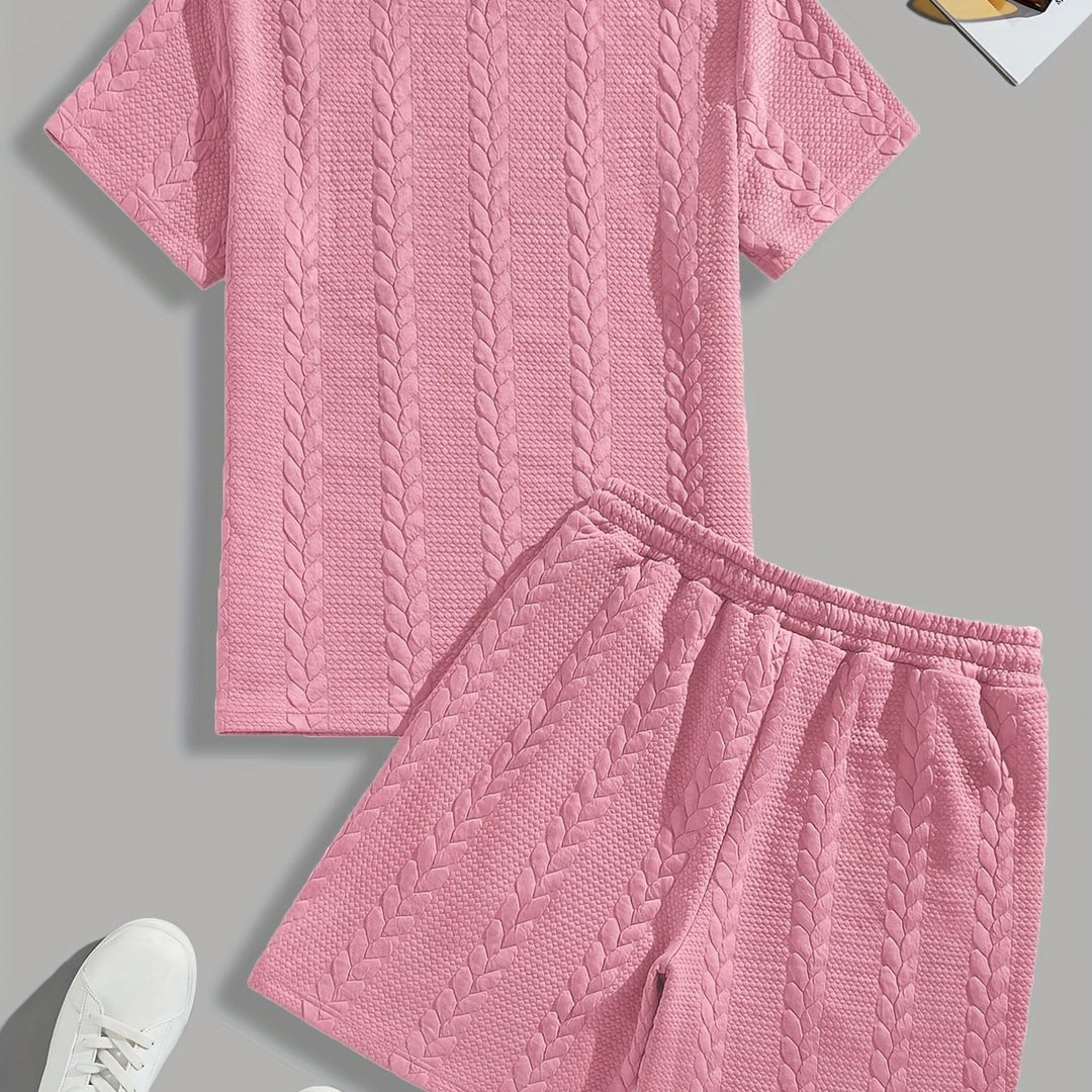 Mercer | Men's Wheat Ear Jacquard T-Shirt and Drawstring Shorts Set