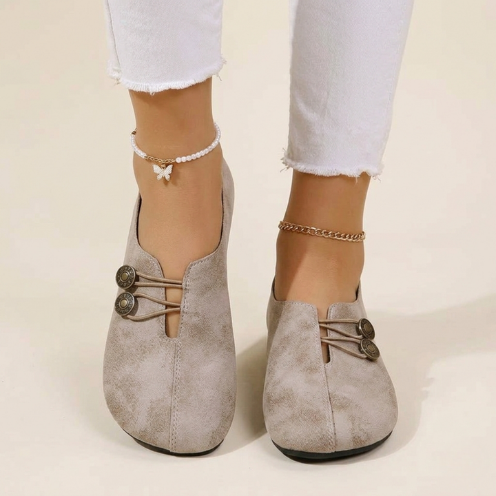 Mabel | Women’s Mary Jane Flats featuring Button Detail