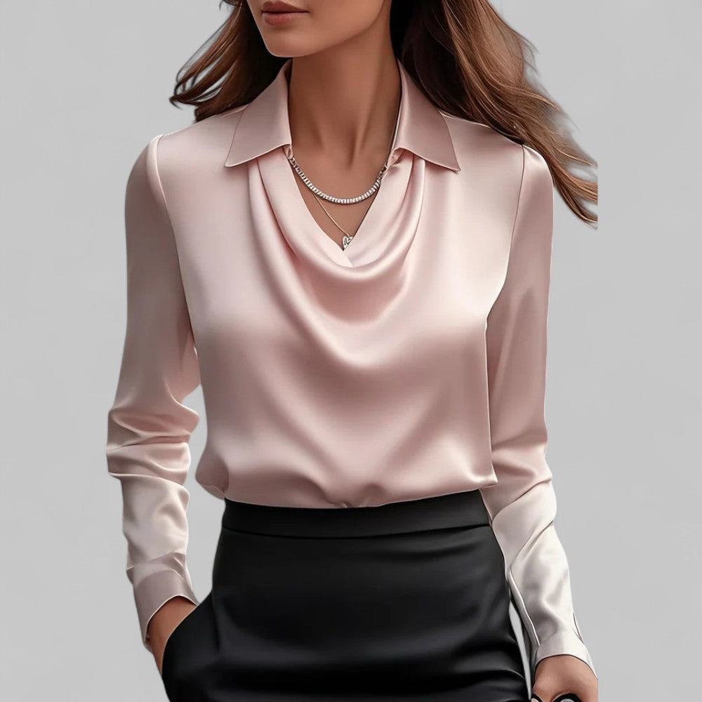 Clara | Women’s Draped Blouse with a Collared Neckline