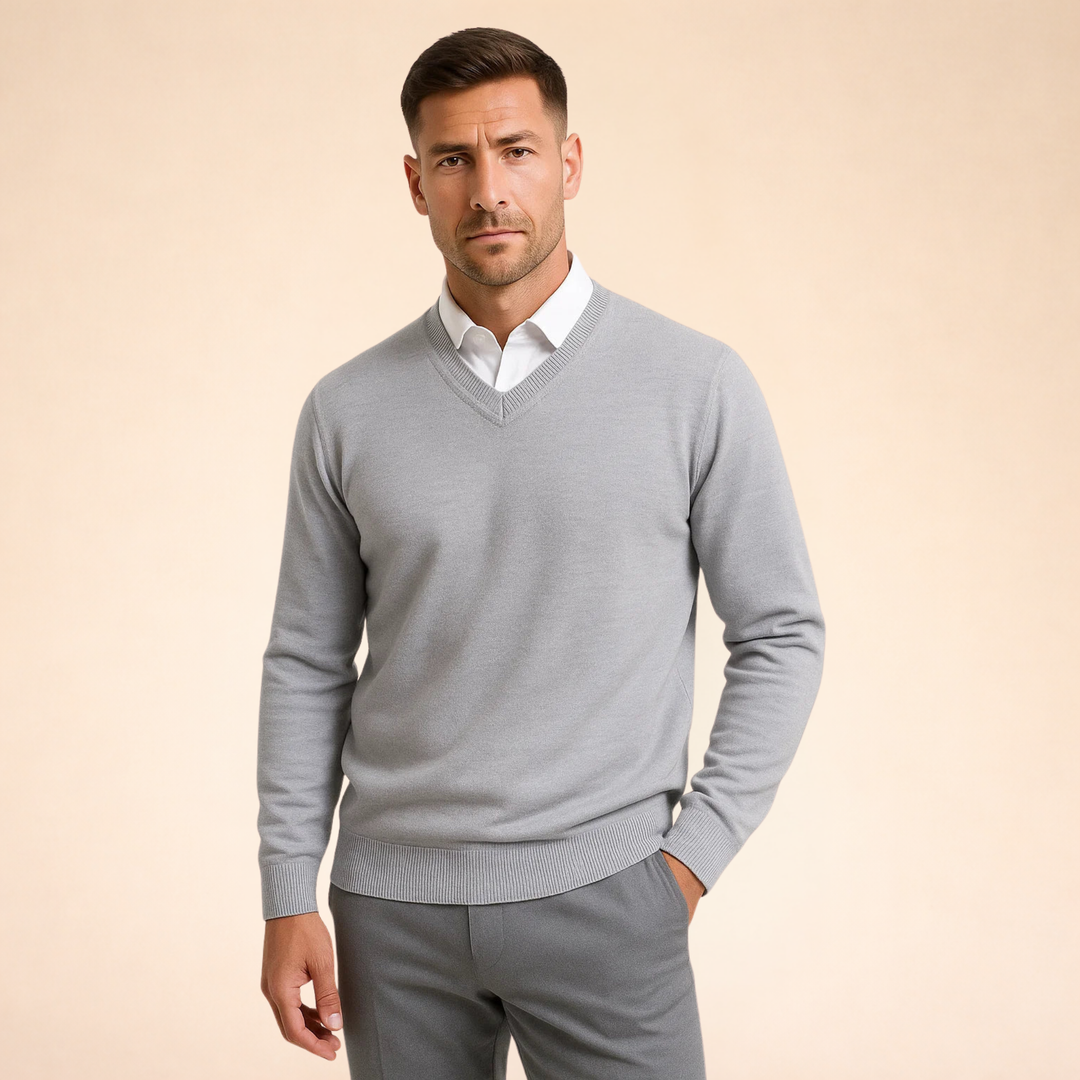 Callen | Men’s V Neck Jumper with a Clean Layered Look
