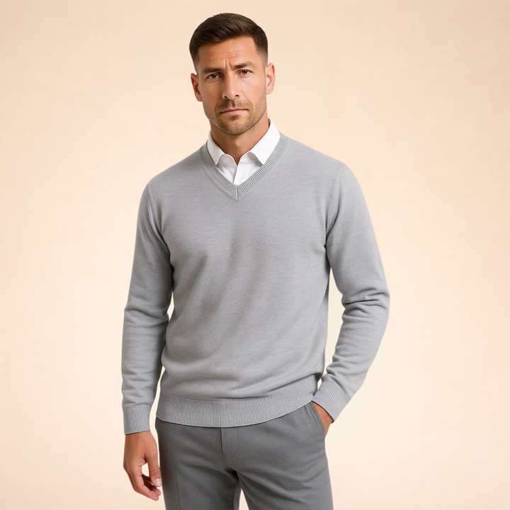 Callen | Men’s V Neck Jumper with a Clean Layered Look