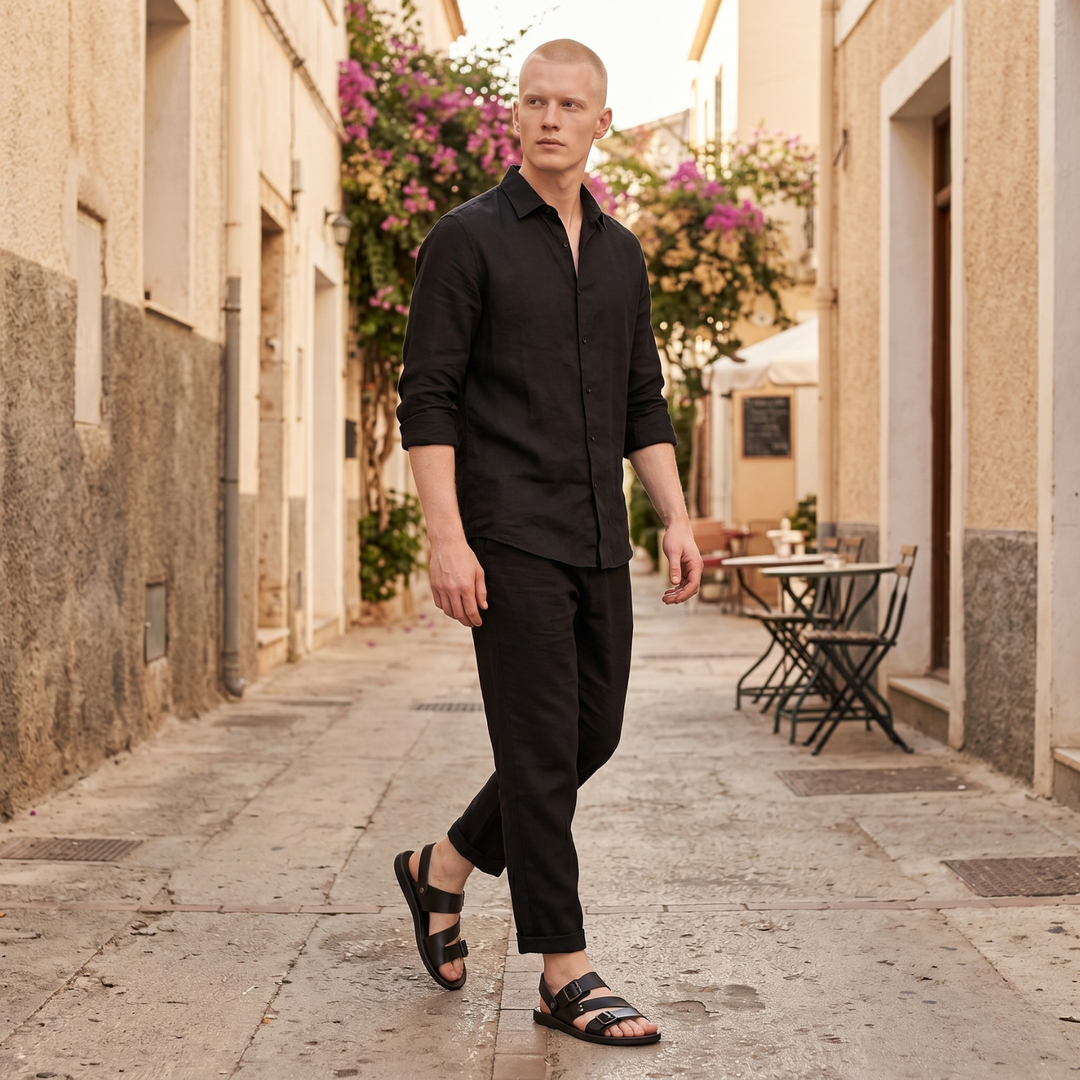 Jenson | Men's Leather Sandals with Buckle Detail