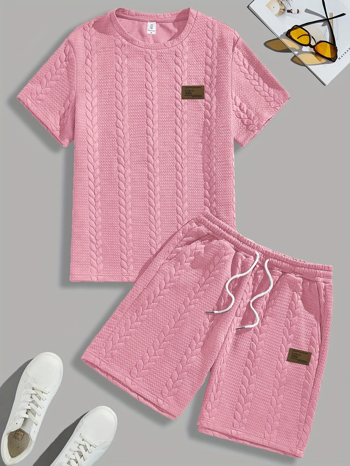 Mercer | Men's Wheat Ear Jacquard T-Shirt and Drawstring Shorts Set