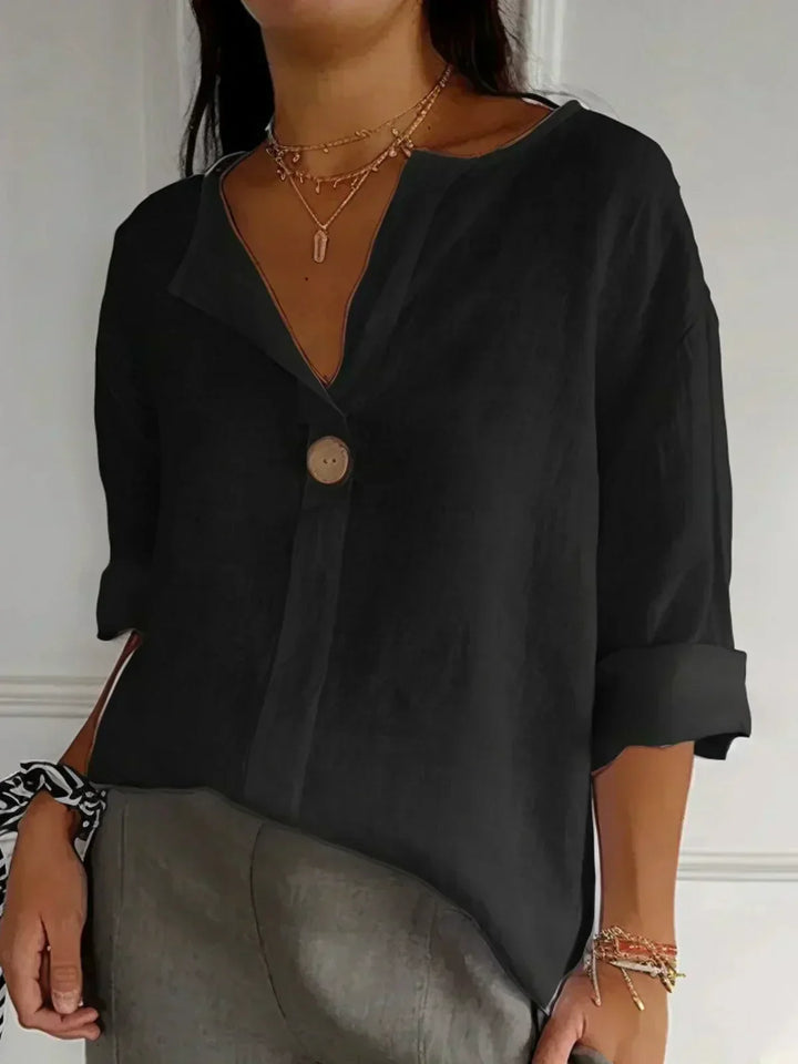 Cressida | Women's Linen Blouse with Button Detail