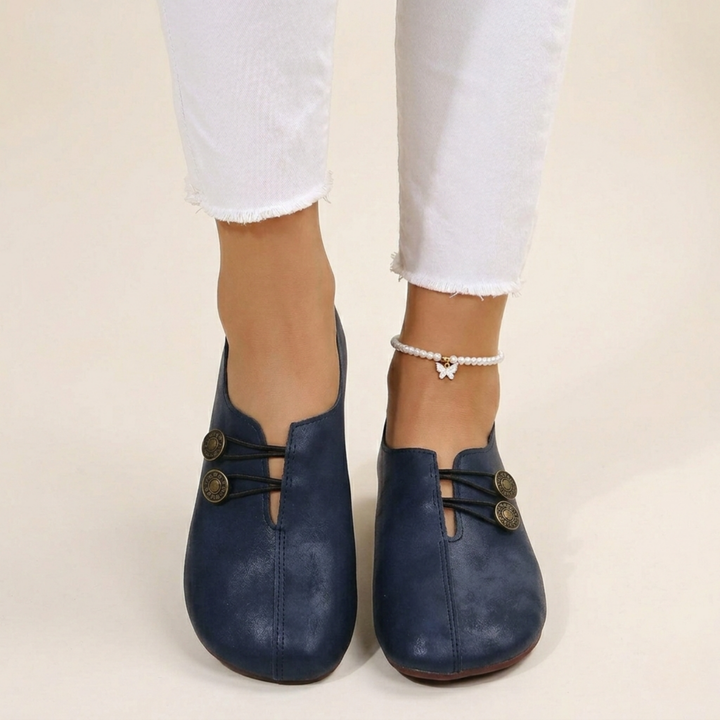 Mabel | Women’s Mary Jane Flats featuring Button Detail