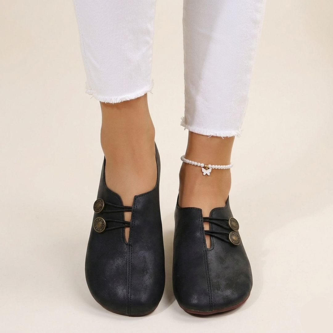 Mabel | Women’s Mary Jane Flats featuring Button Detail