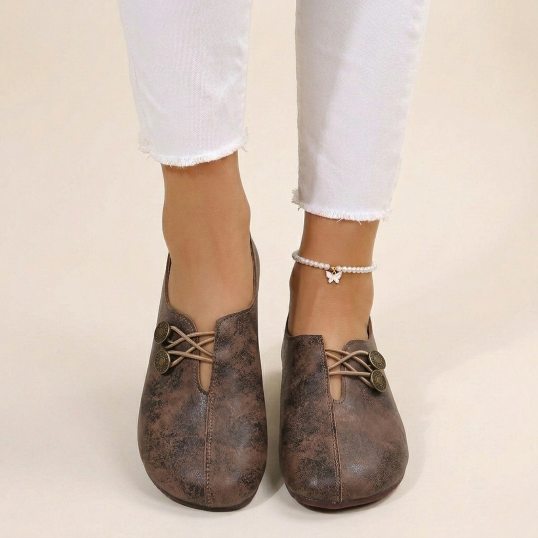 Mabel | Women’s Mary Jane Flats featuring Button Detail