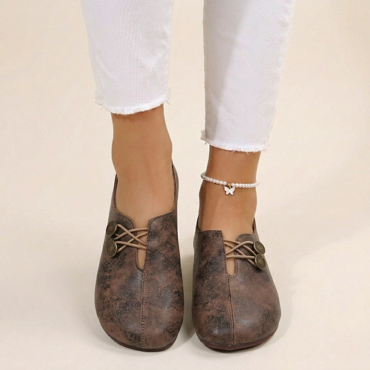 Mabel | Women’s Mary Jane Flats featuring Button Detail