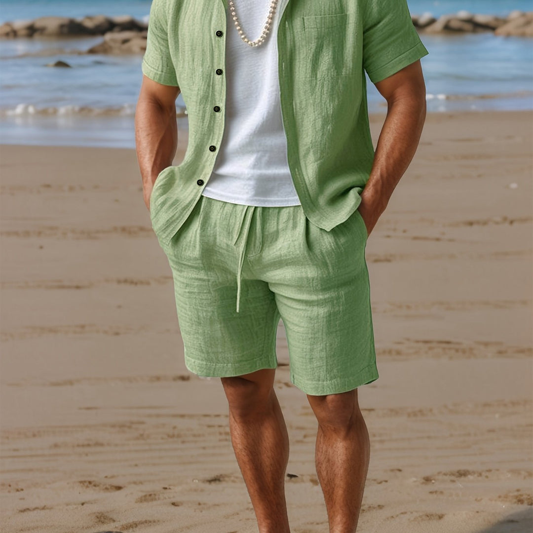 Hadley | Men's Woven Short Sleeve Shirt and Beach Shorts Set