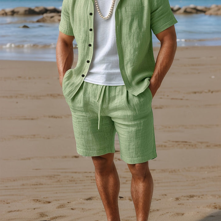 Hadley | Men's Woven Short Sleeve Shirt and Beach Shorts Set