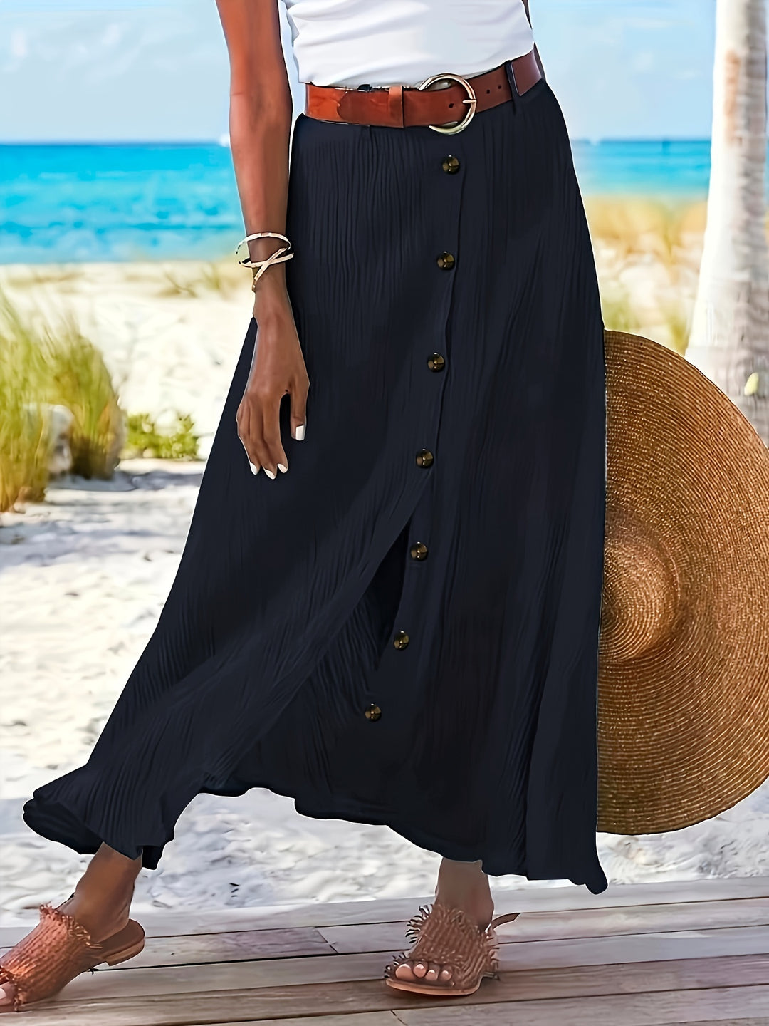 Arden | Women's Slit Maxi Skirt in an A-Line Mid-Waist Fit