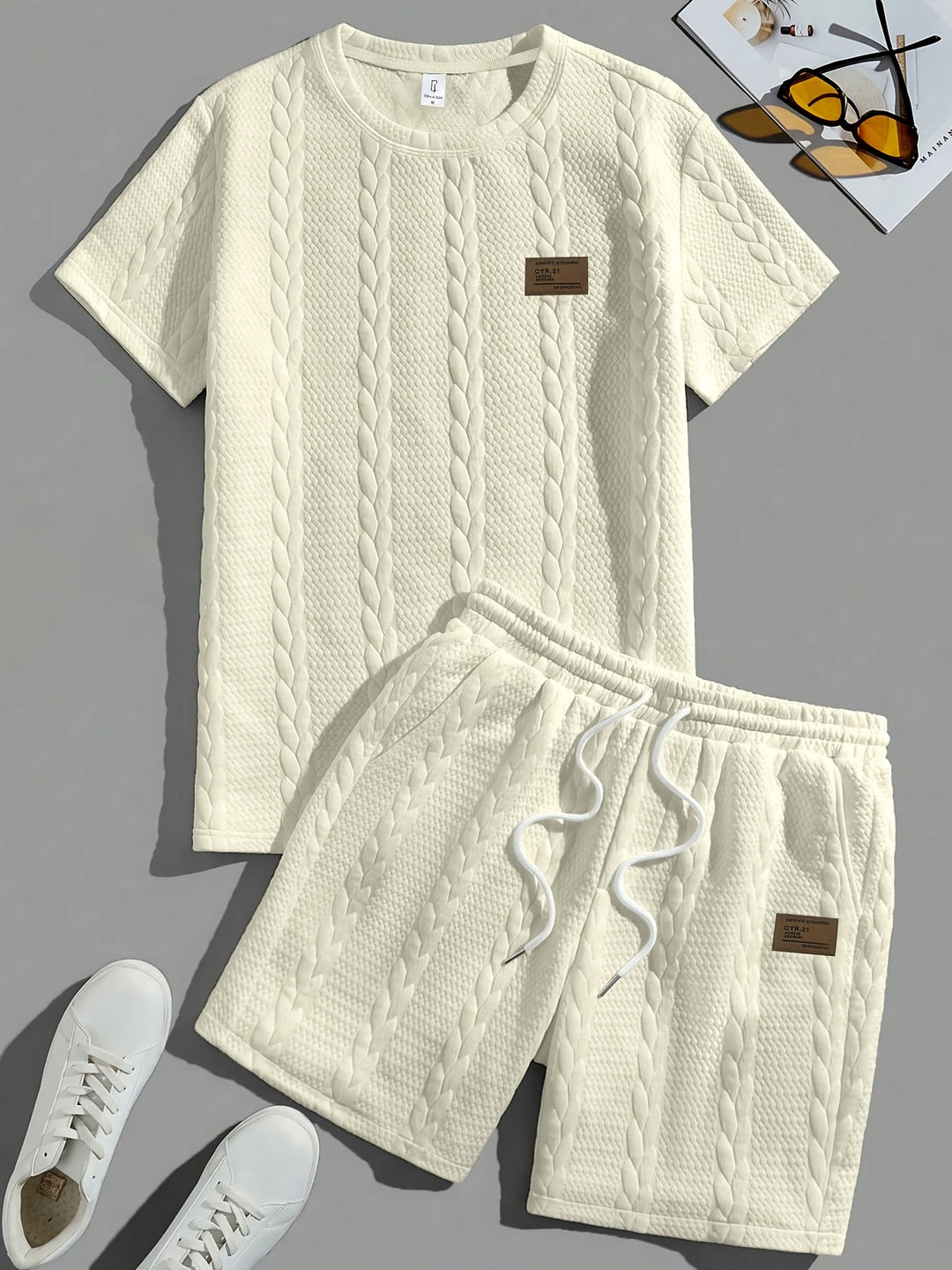 Mercer | Men's Wheat Ear Jacquard T-Shirt and Drawstring Shorts Set