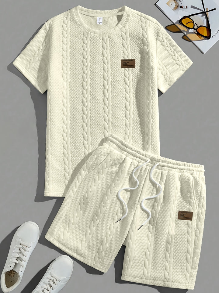 Mercer | Men's Wheat Ear Jacquard T-Shirt and Drawstring Shorts Set