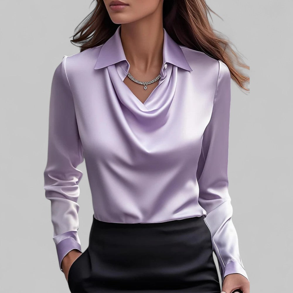 Clara | Women’s Draped Blouse with a Collared Neckline