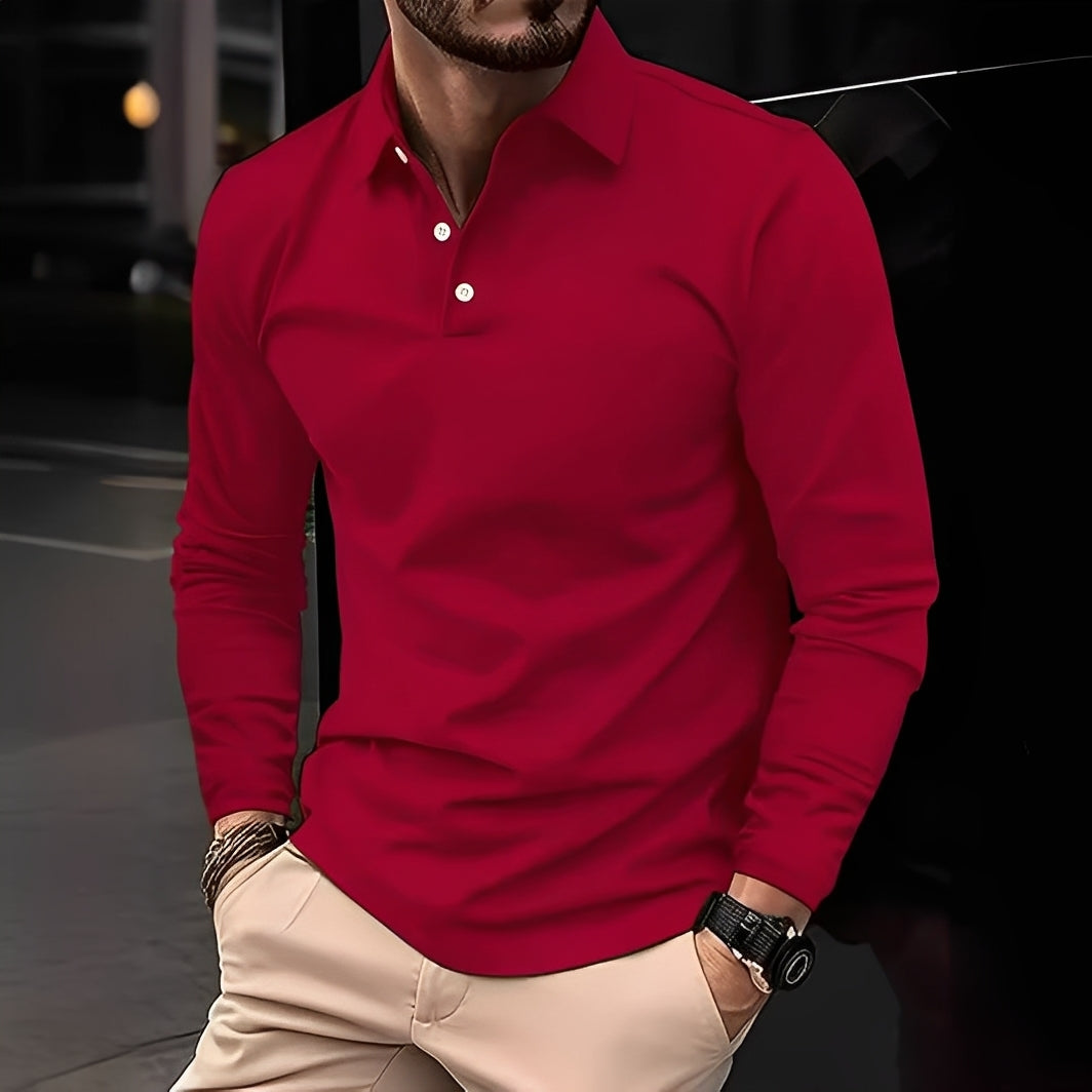 Mason | Men’s Long Sleeve Polo Shirt in a Clean Casual Fit
