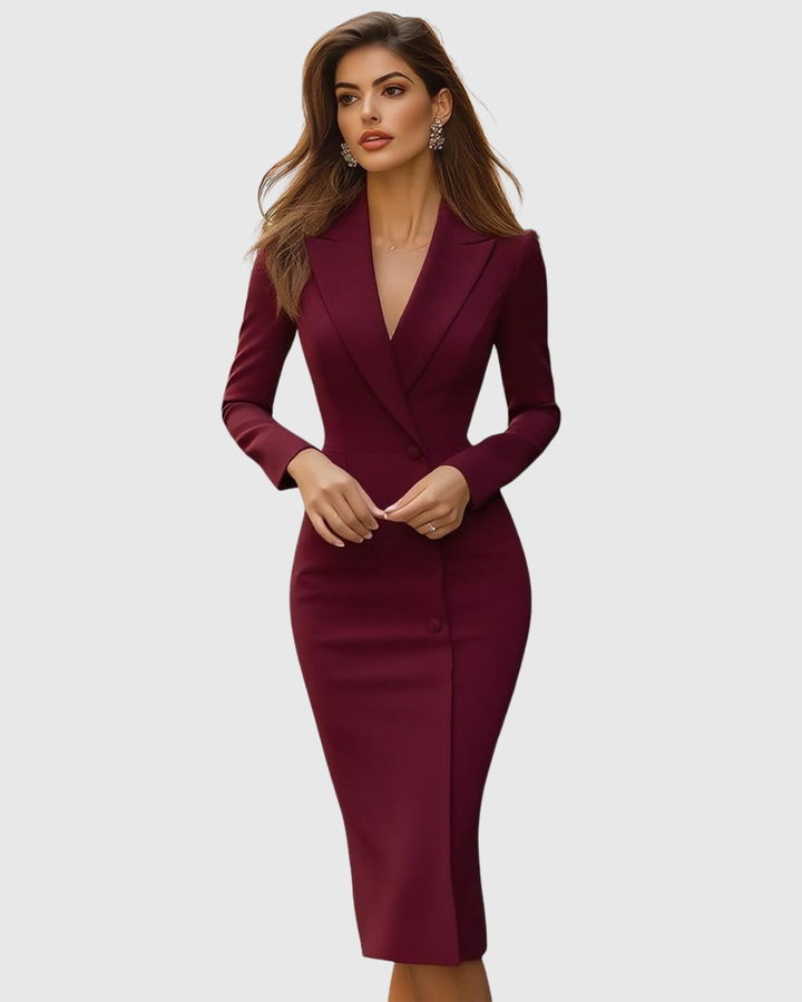 Rosalind | Women's Tailored Midi Dress with Button Detail